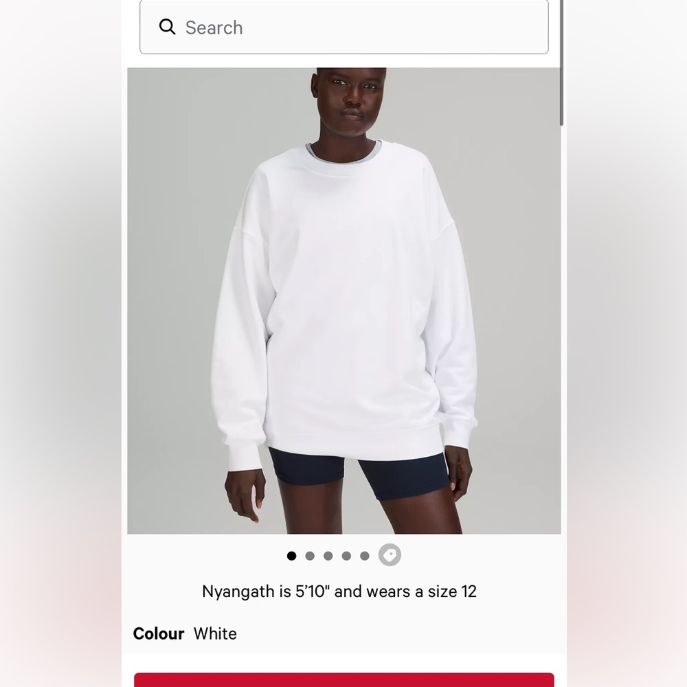 Lululemon Perfectly Oversized Crew White 8